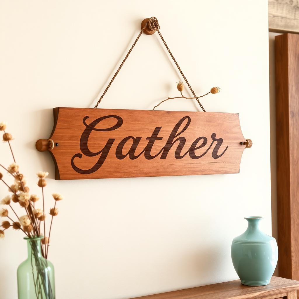 Gather — Hanging Wood Sign